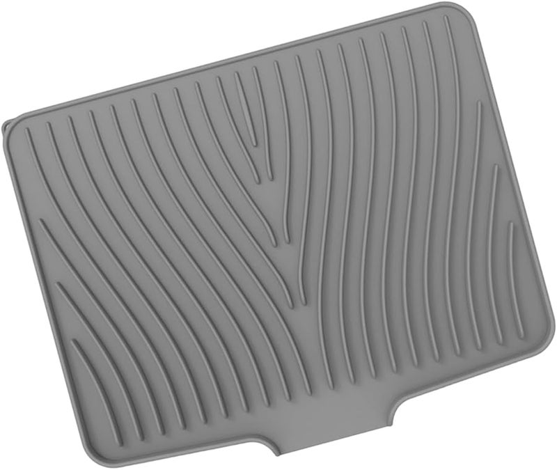 Gray Silicone Kitchen Mats With Sloped Drainage Efficient Water Flow Non Slip Bottom Heat Resistant - Image 1